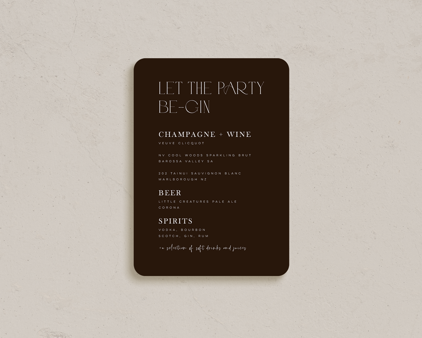Capri Bar Menus