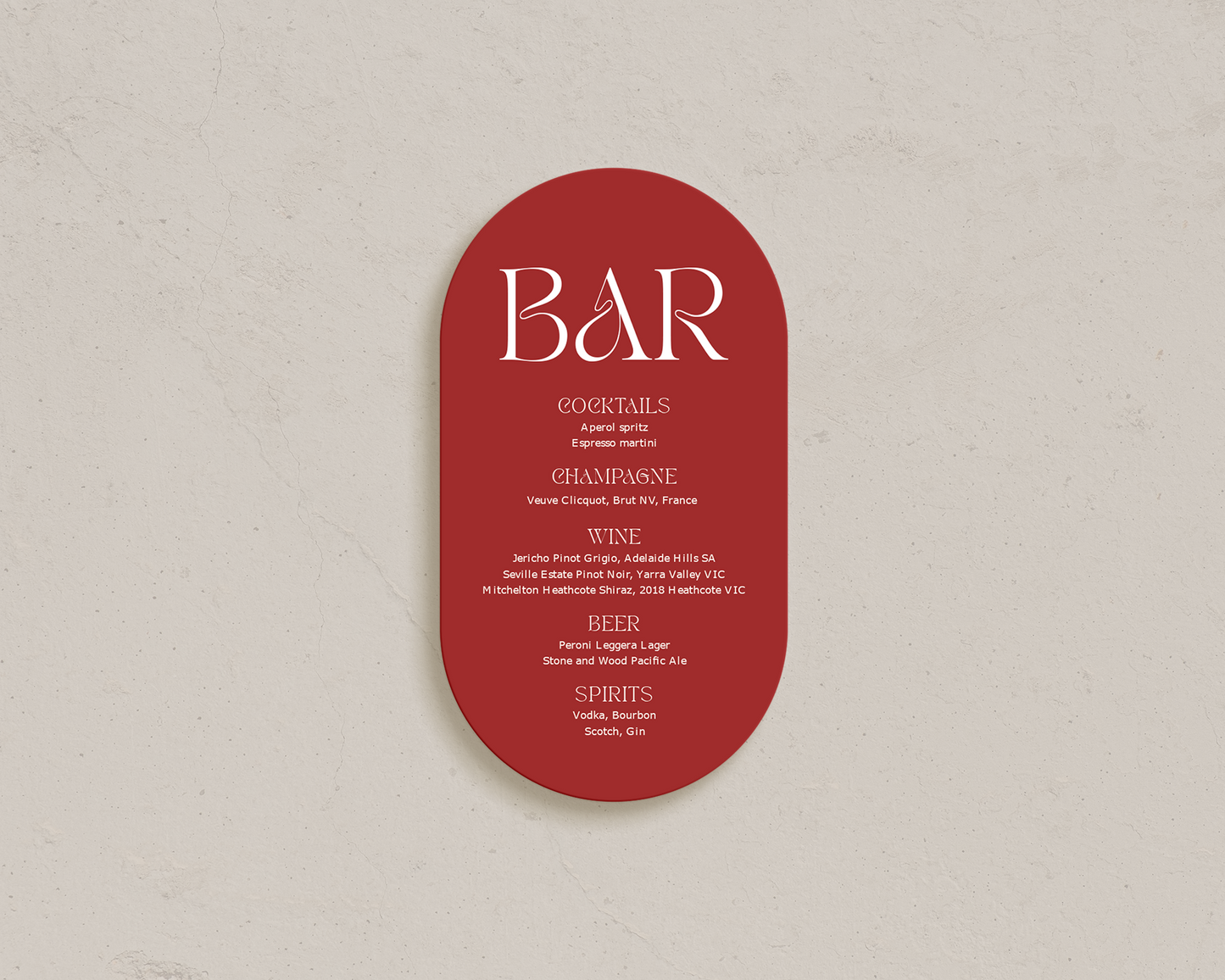 Reggio Bar Menus
