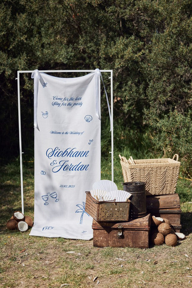 Fabric welcome sign by Signed By G