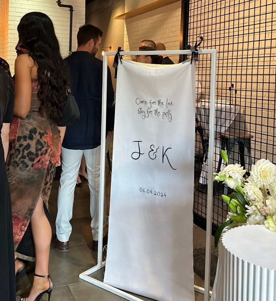 Fabric welcome sign by Signed By G