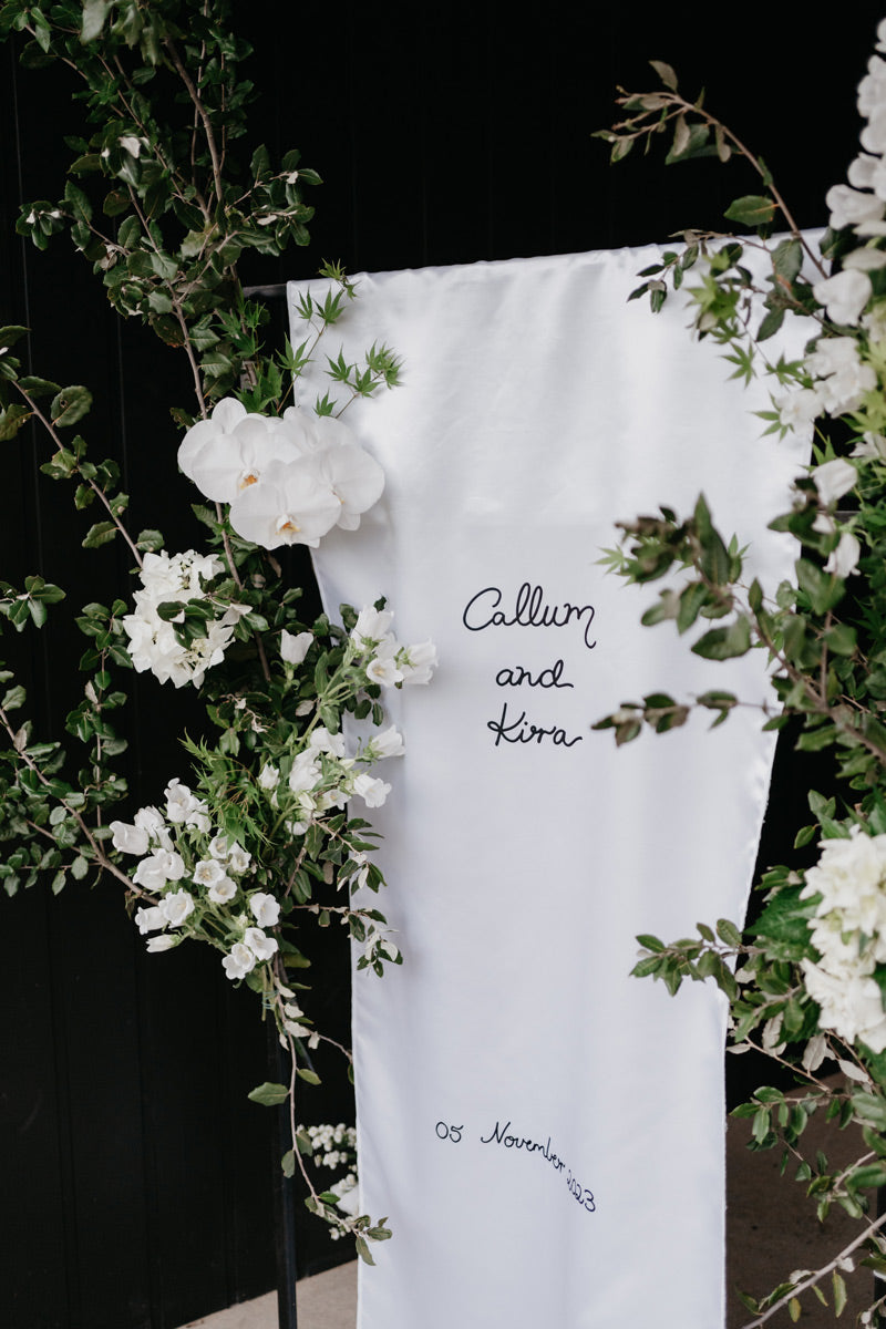 Fabric welcome sign by Signed By G