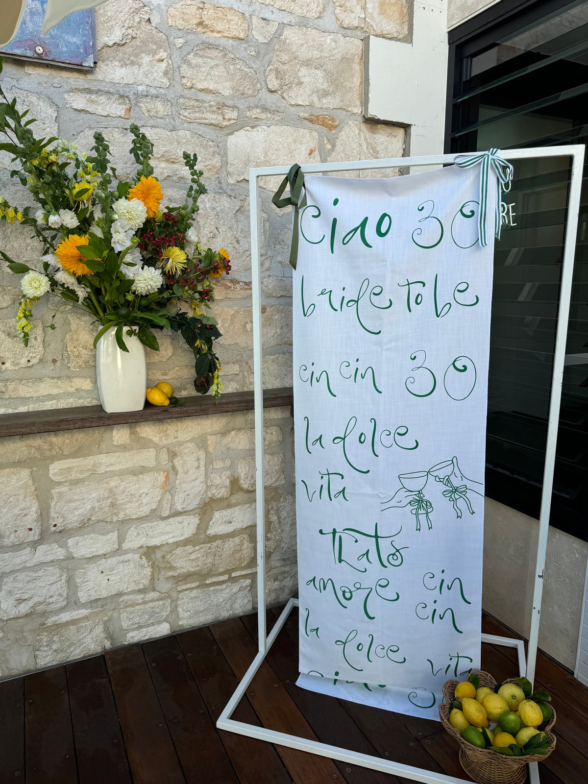 Fabric welcome sign by Signed By G