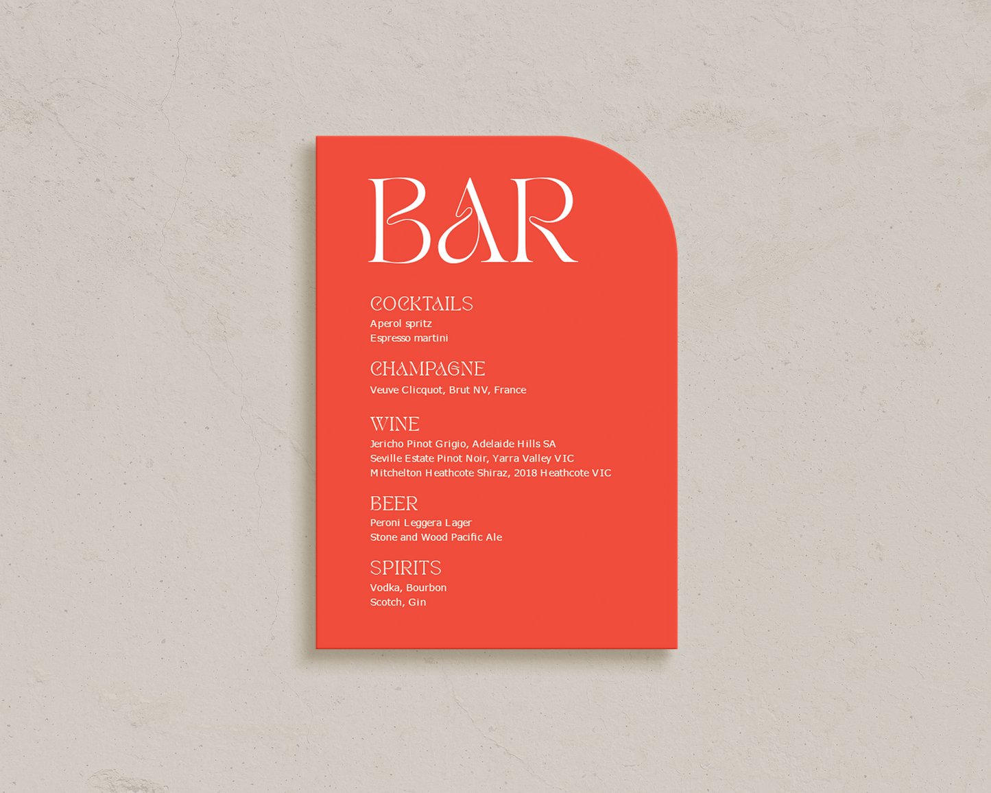 Reggio Bar Menus